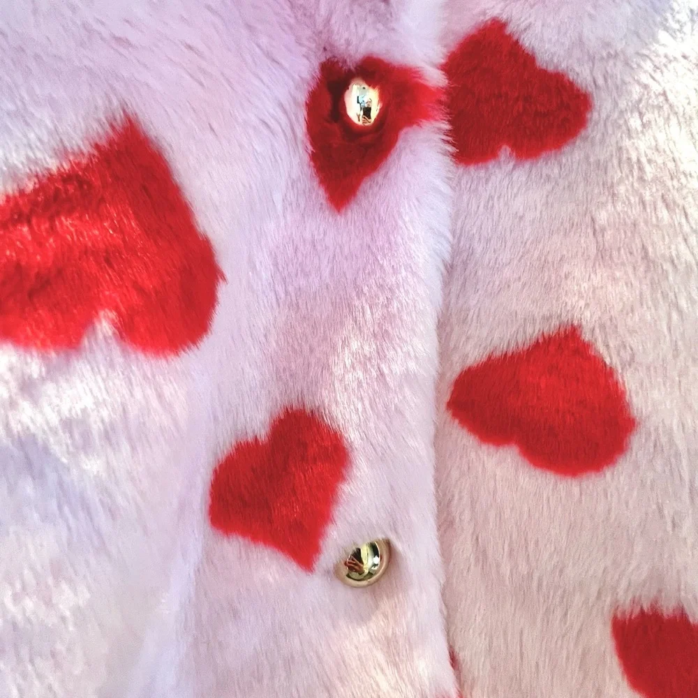 Janie and Jack Heart Faux Fur Jacket - Girls 5-6 - Picture 4 of 7